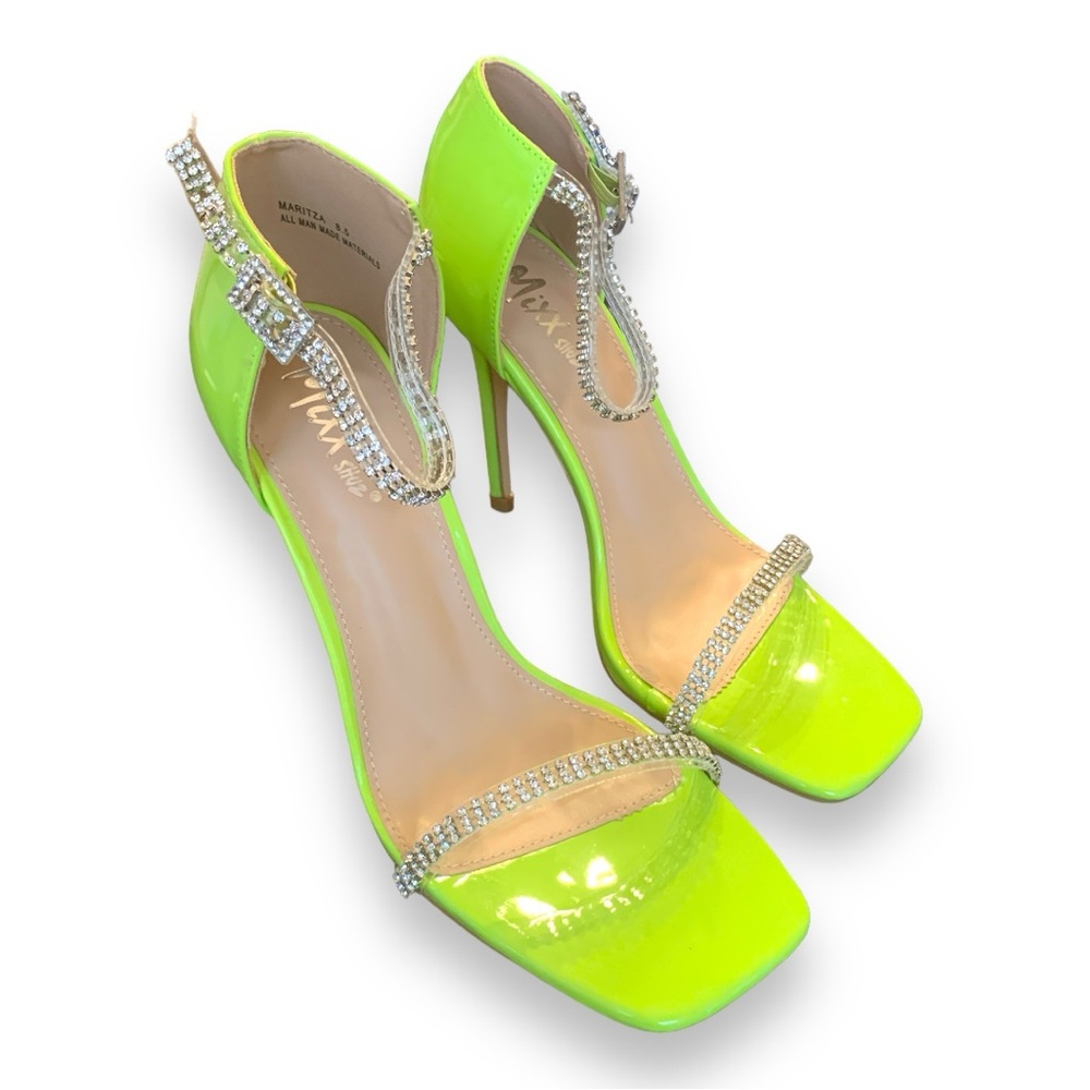 NEW Mixx Shuz Neon Green Maritza Heels Size 8.5